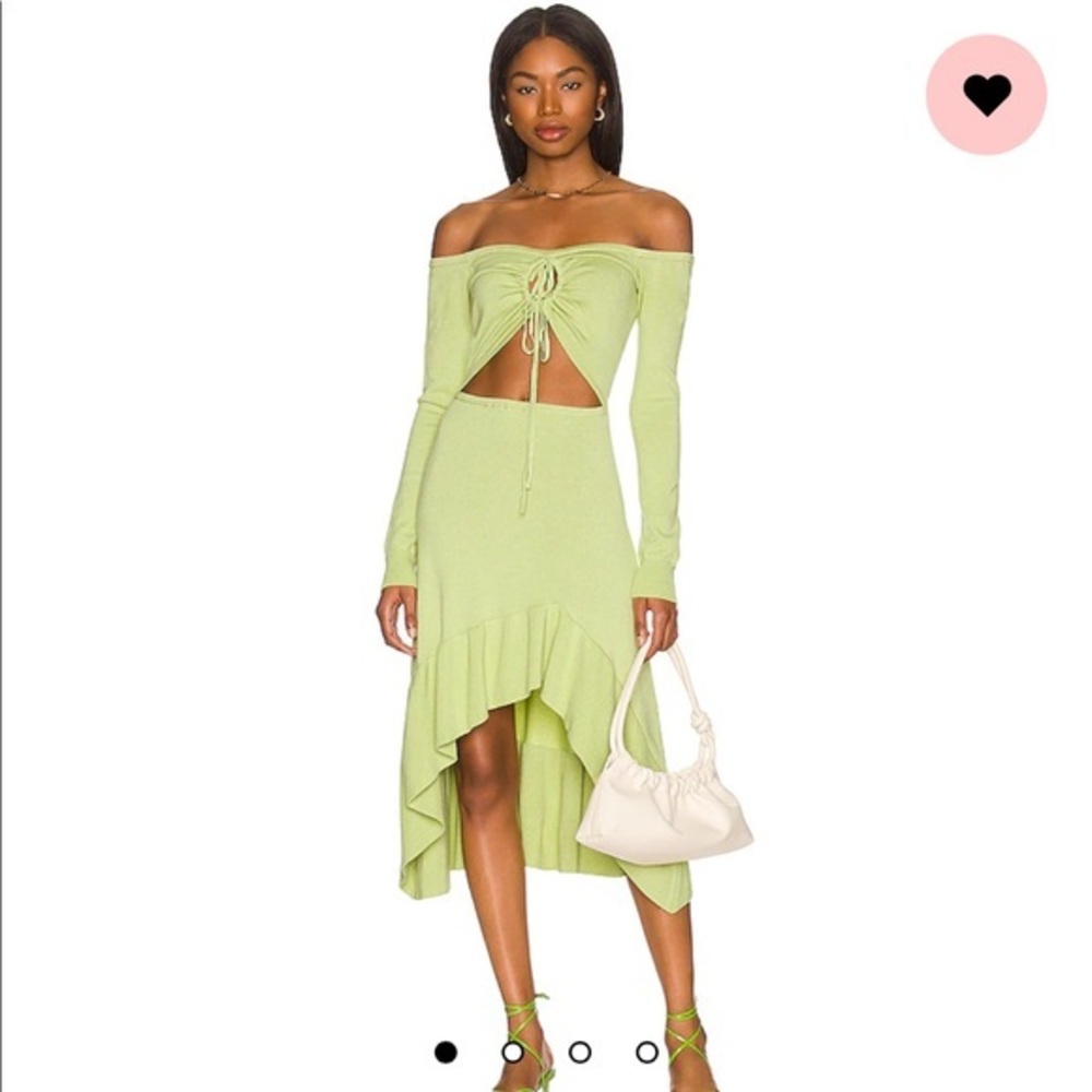 NWT LPA Aarika Off Shoulder Midi Dress in Lime green - Picture 4 of 6